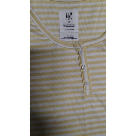 Gap Teen XXL Yellow & White Striped Short-Sleeve Henley Top - Picture 4 of 6